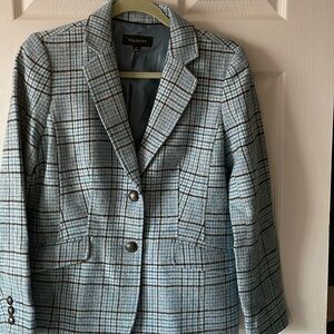 Blue plaid wool blazer